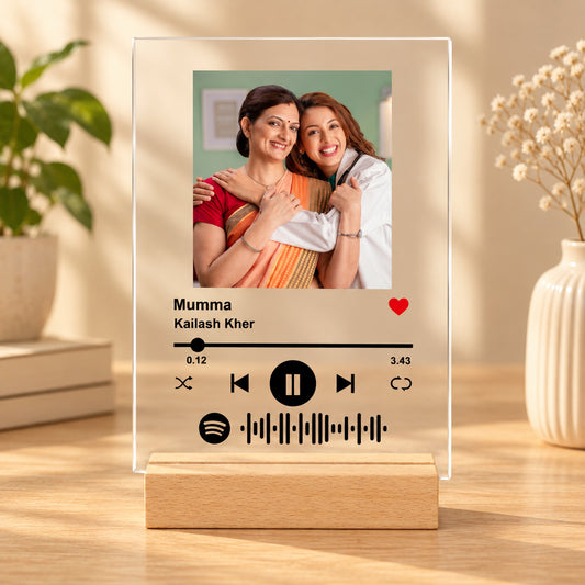 Personalized Spotify Plaque With Wooden Stand For MOM
