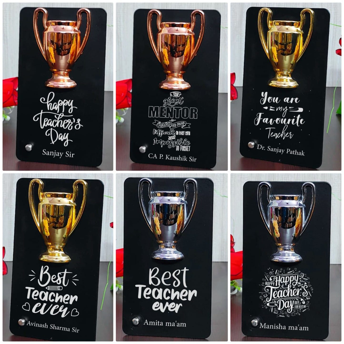 Customised Metal Trophy For Teacher