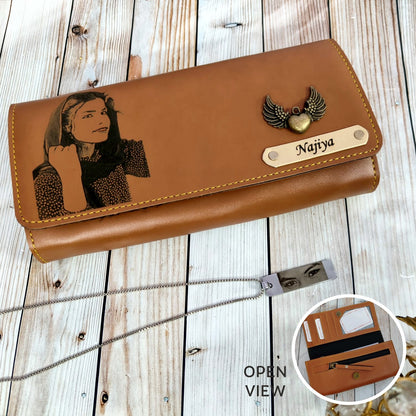 Personalized Flap Sketch Clutch With Eye Pendant Combo