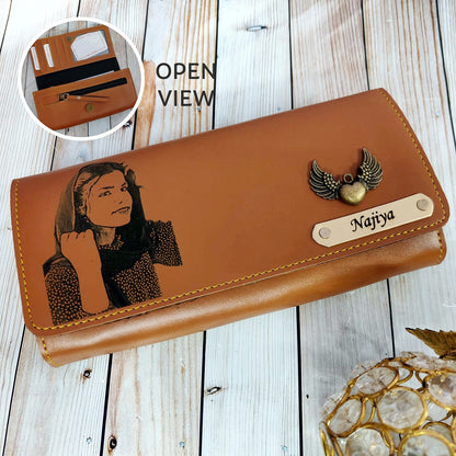 Personalized Flap Sketch Clutch With Eye Pendant Combo