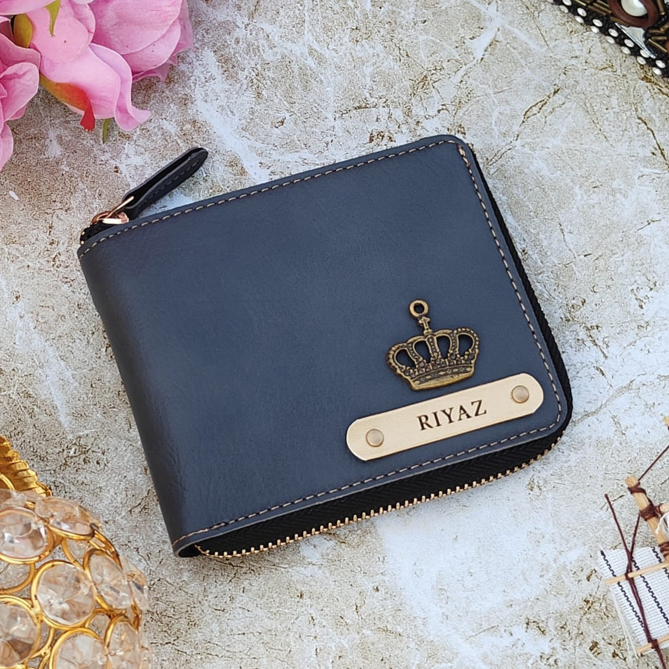 Personalized Premium Leather Unisex Zip Wallet
