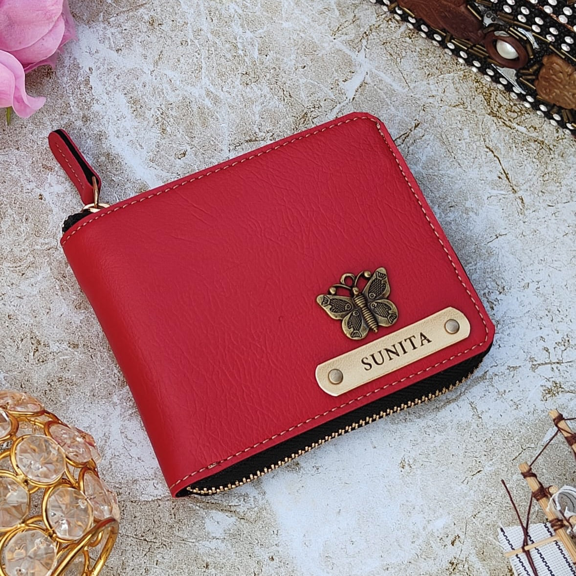 Personalized Premium Leather Unisex Zip Wallet