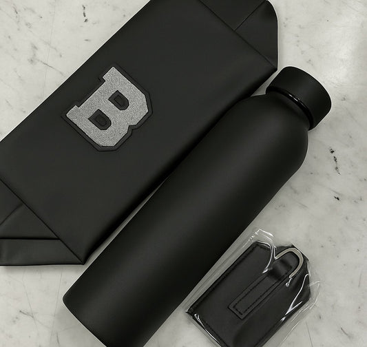 Personalized Matte Finish Stainless Steel Bottle | Monogram Pouch | Bag Tag Combo