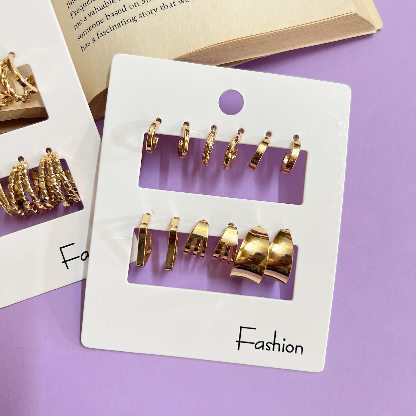 Trendy Gold-Tone Hoop Earrings Combo (Set of 6)