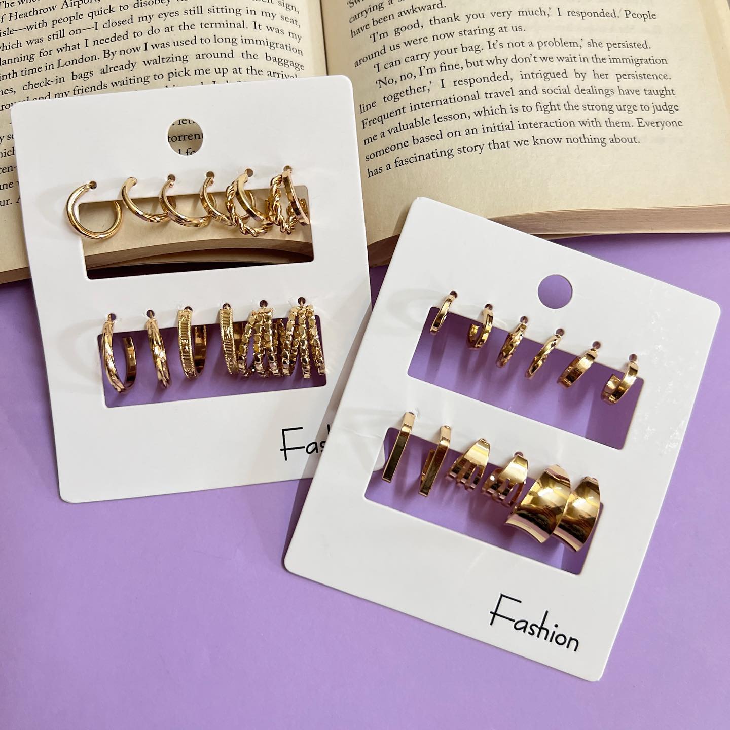 Trendy Gold-Tone Hoop Earrings Combo (Set of 6)