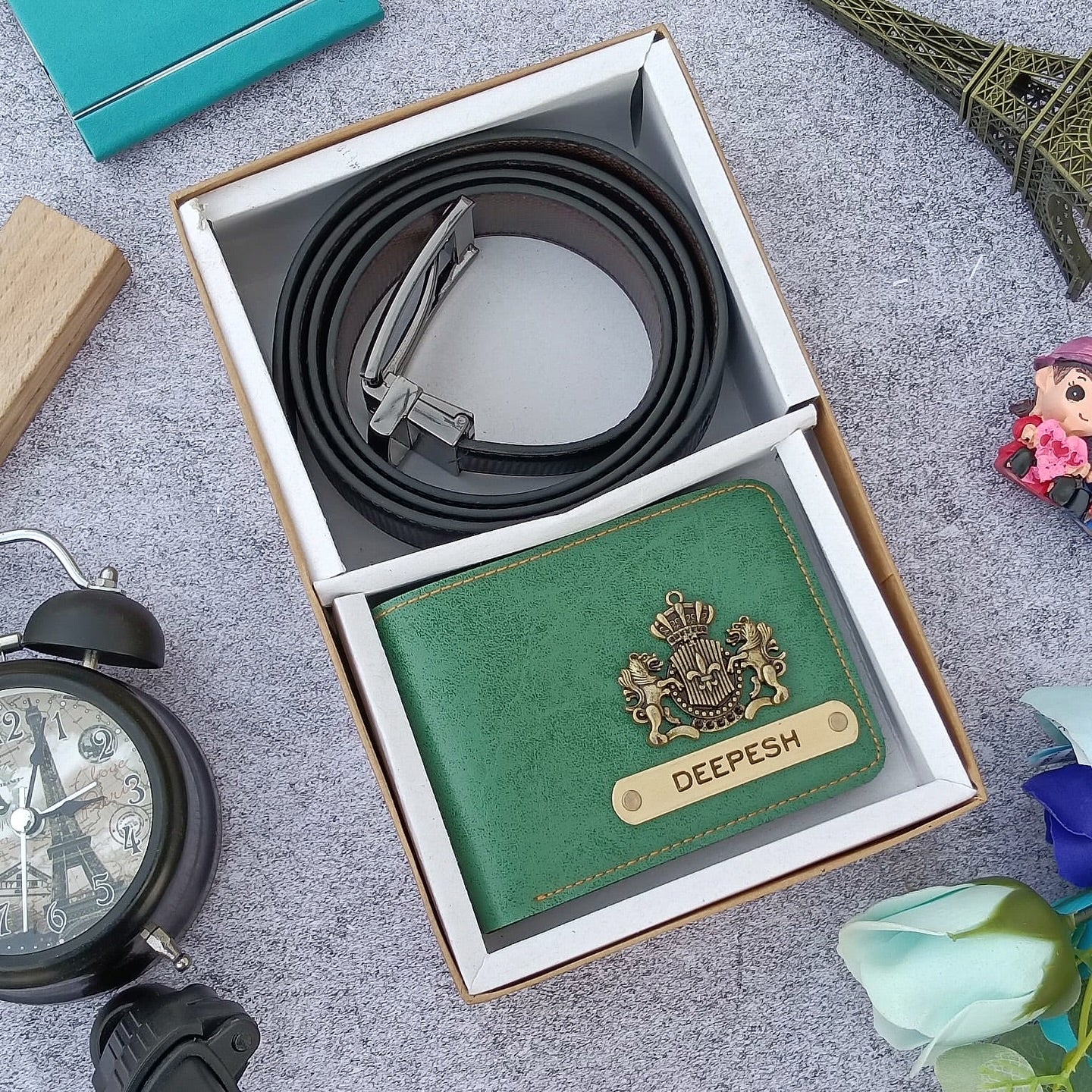 Personalized Premium Leather Wallet + Belt Useful Combo for Him