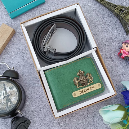Personalized Premium Leather Wallet + Belt Useful Combo for Him