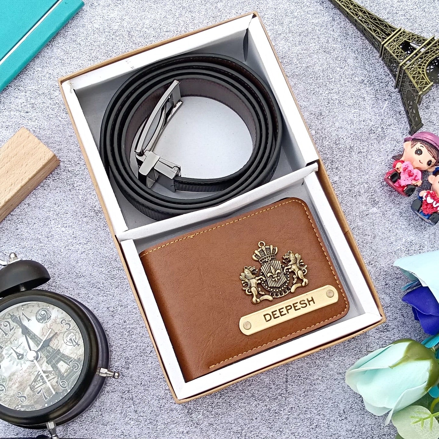 Personalized Premium Leather Wallet + Belt Useful Combo for Him