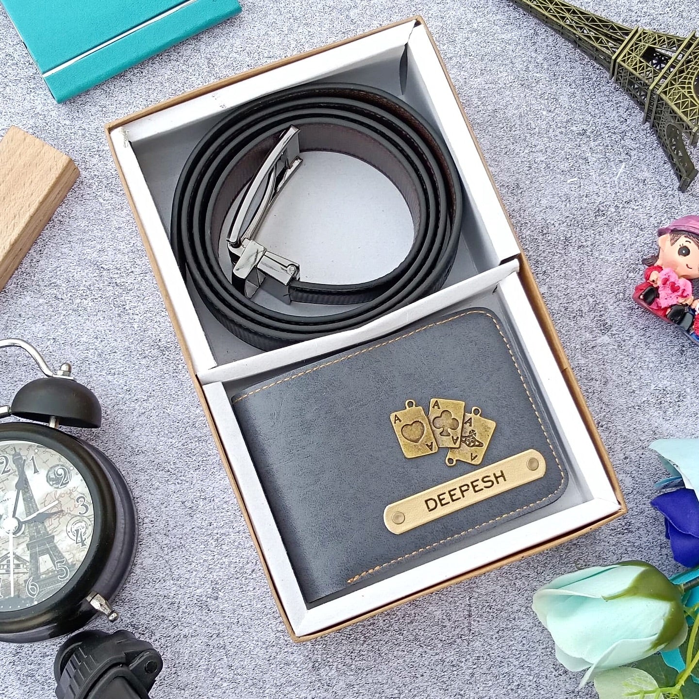 Personalized Premium Leather Wallet + Belt Useful Combo for Him