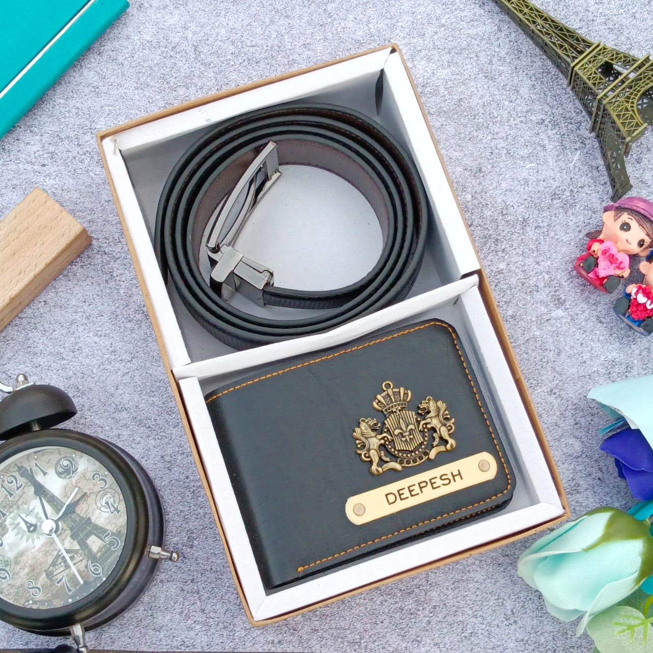 Personalized Premium Leather Wallet + Belt Useful Combo for Him