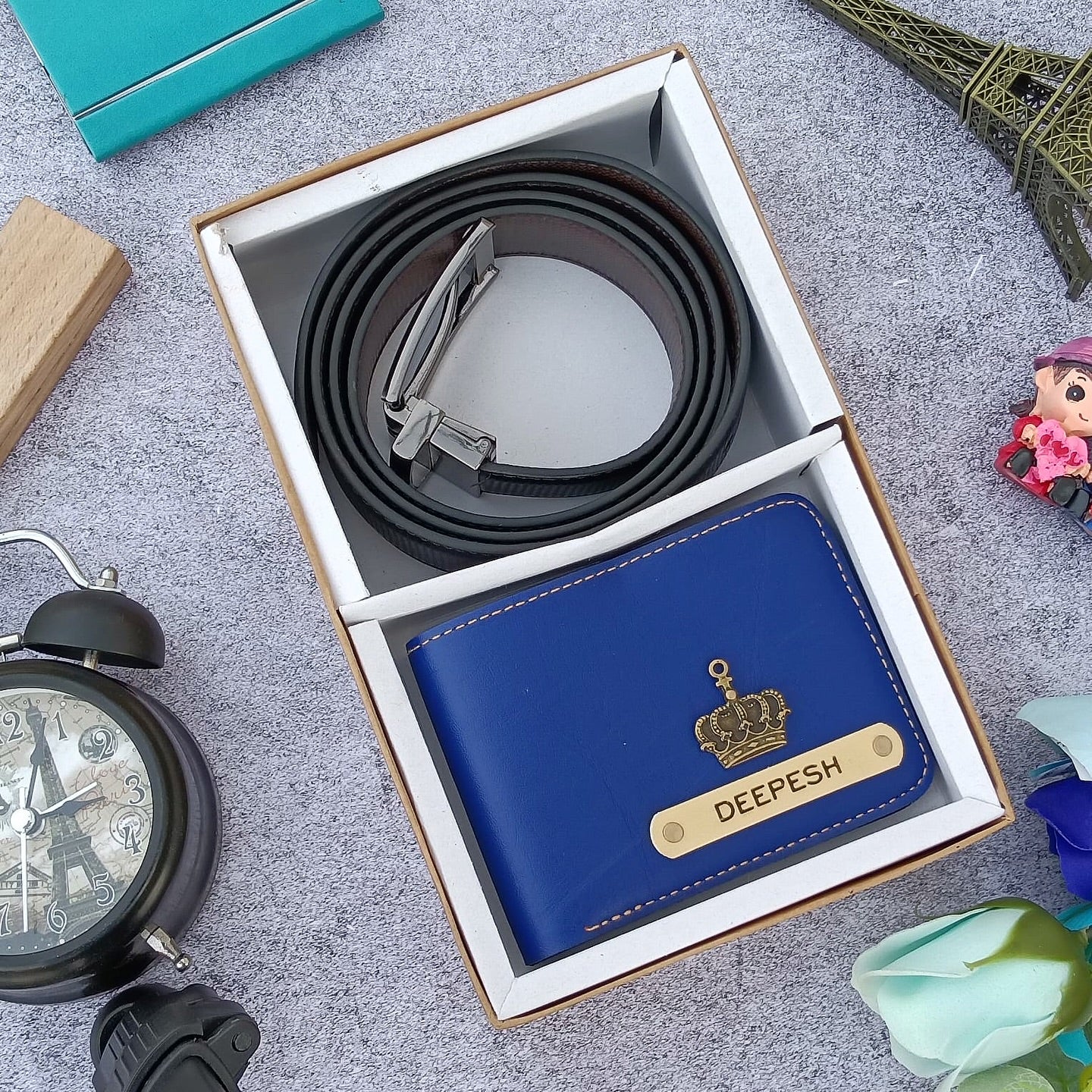 Personalized Premium Leather Wallet + Belt Useful Combo for Him