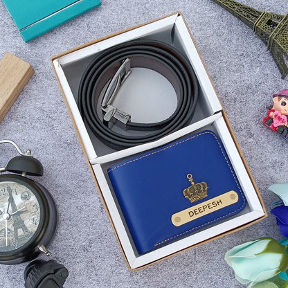 Personalized Premium Leather Wallet + Belt Useful Combo for Him