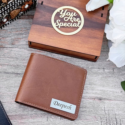 Personalized Premium Leather Unisex Wallet With Themed Wooden Box