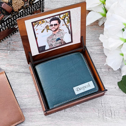 Personalized Premium Leather Unisex Wallet With Themed Wooden Box