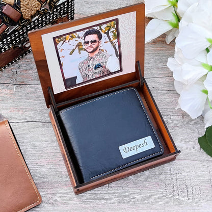 Personalized Premium Leather Unisex Wallet With Themed Wooden Box