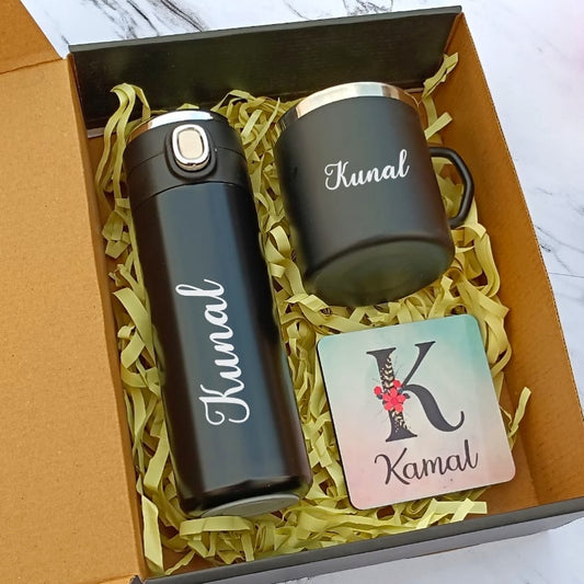 Personalized Flask, Cup & Magnet Combo Set