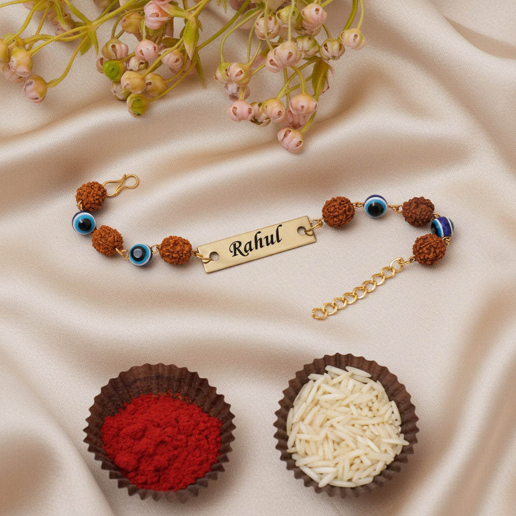 Personalized Rudraksh Evil Eye Bracelet