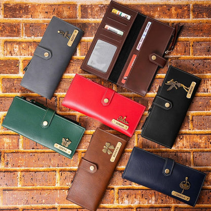 Personalized Premium Quality Leather Fold Button Lock Women's Wallet