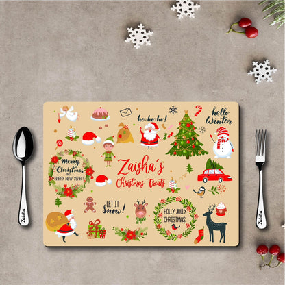 Christmas Theme Personalized Dinner Mat Combo