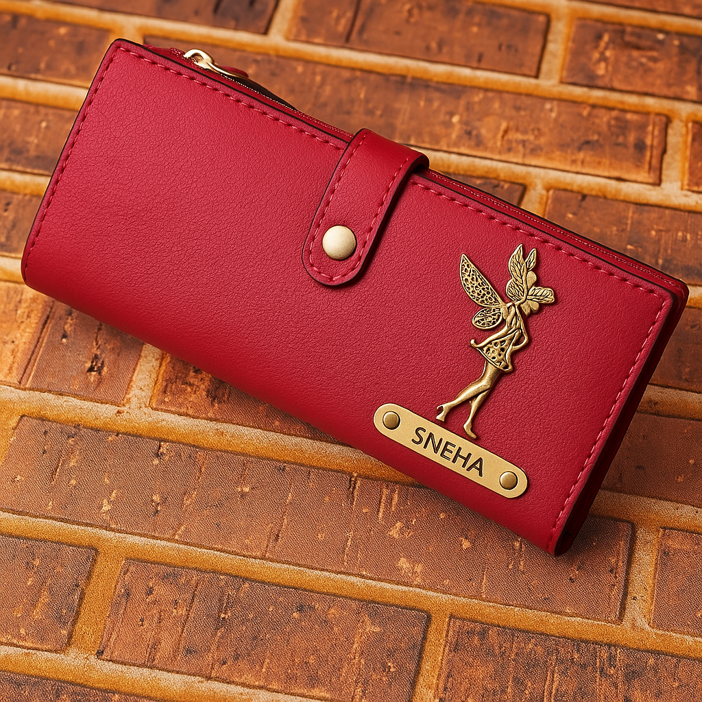 Personalized Premium Quality Leather Fold Button Lock Women's Wallet