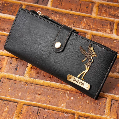 Personalized Premium Quality Leather Fold Button Lock Women's Wallet
