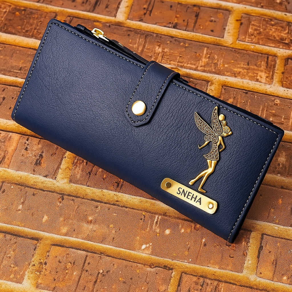 Personalized Premium Quality Leather Fold Button Lock Women's Wallet