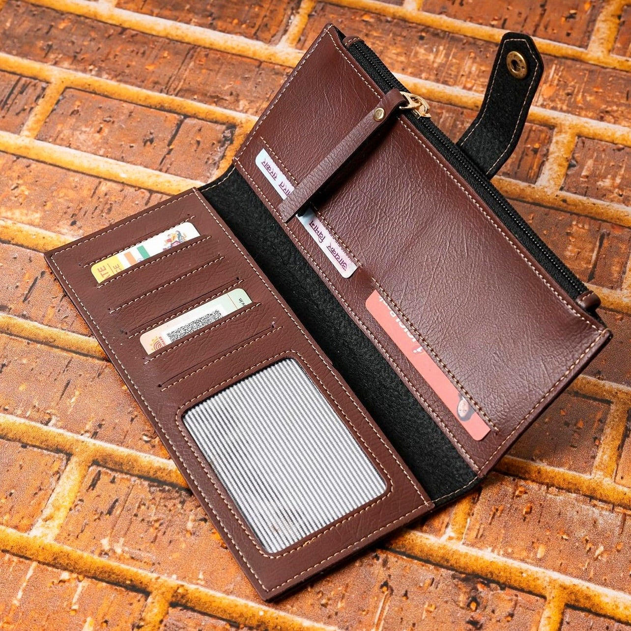 Personalized Premium Quality Leather Fold Button Lock Women's Wallet