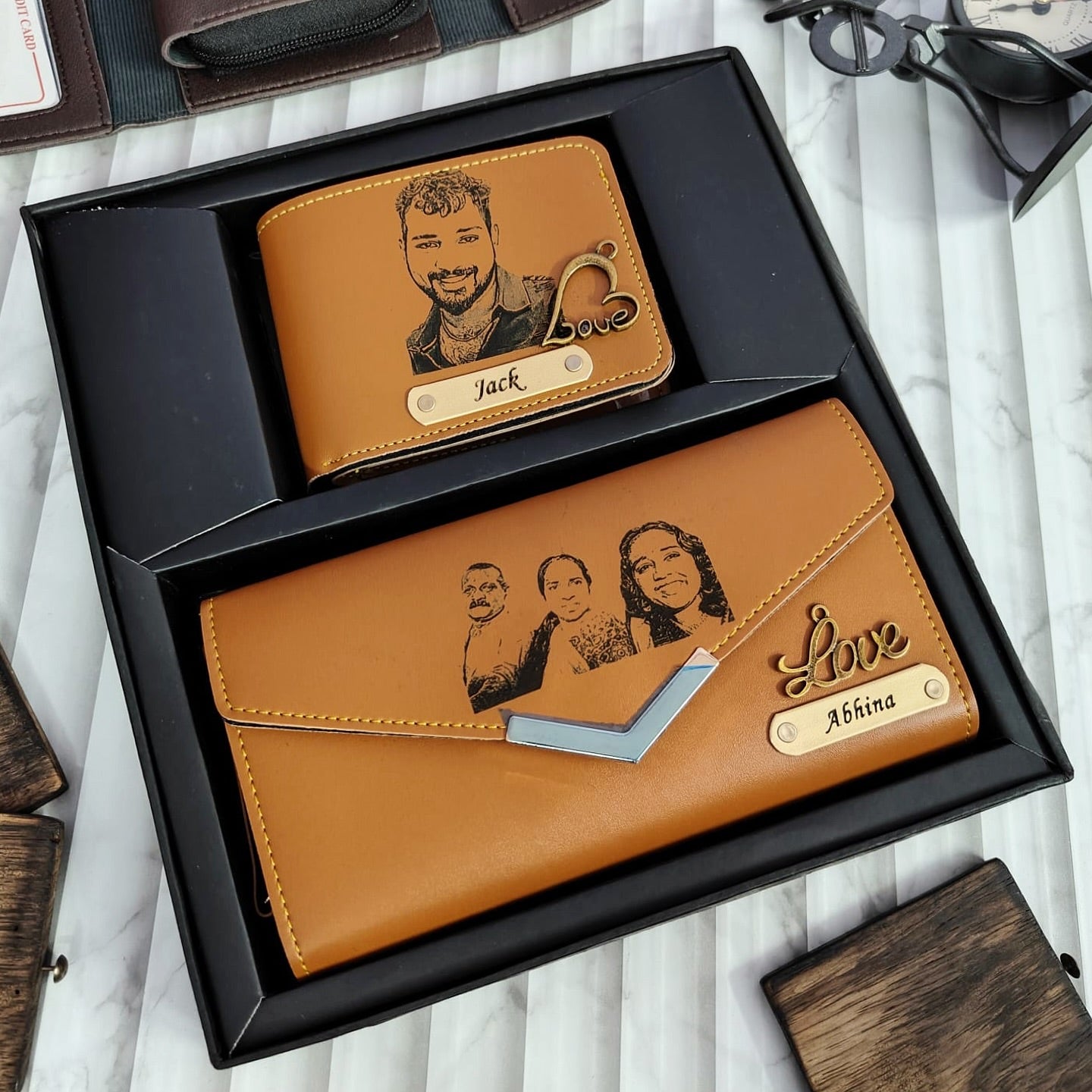 Men’s Sketch Wallet & Women's 3 Fold Sketch Wallet Combo