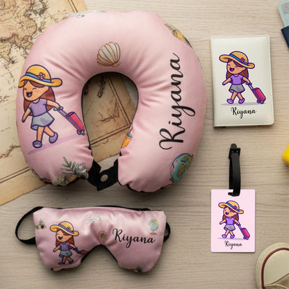 Personalised Kids Travel Neck Pillow Set