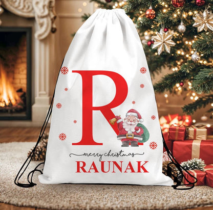 Personalized Christmas-Themed Drawstring Bag