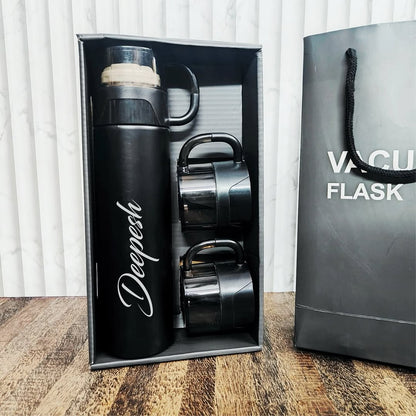 Personalized Vacuumed Black Bottle and Mug Set