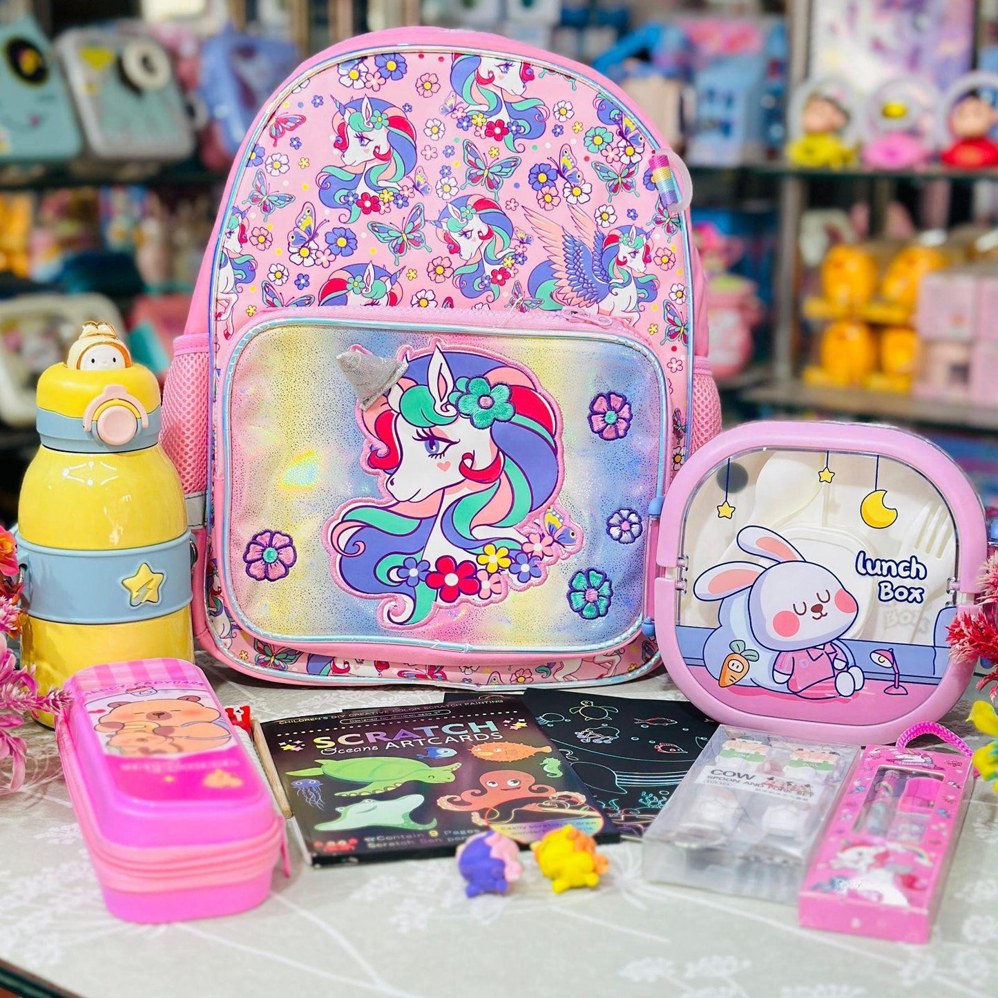 Premium School Hamper | 14 Inch Backpack with Bottle, Lunch Box & Stationery