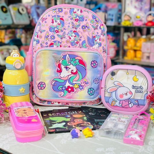 Premium School Hamper | 14 Inch Backpack with Bottle, Lunch Box & Stationery