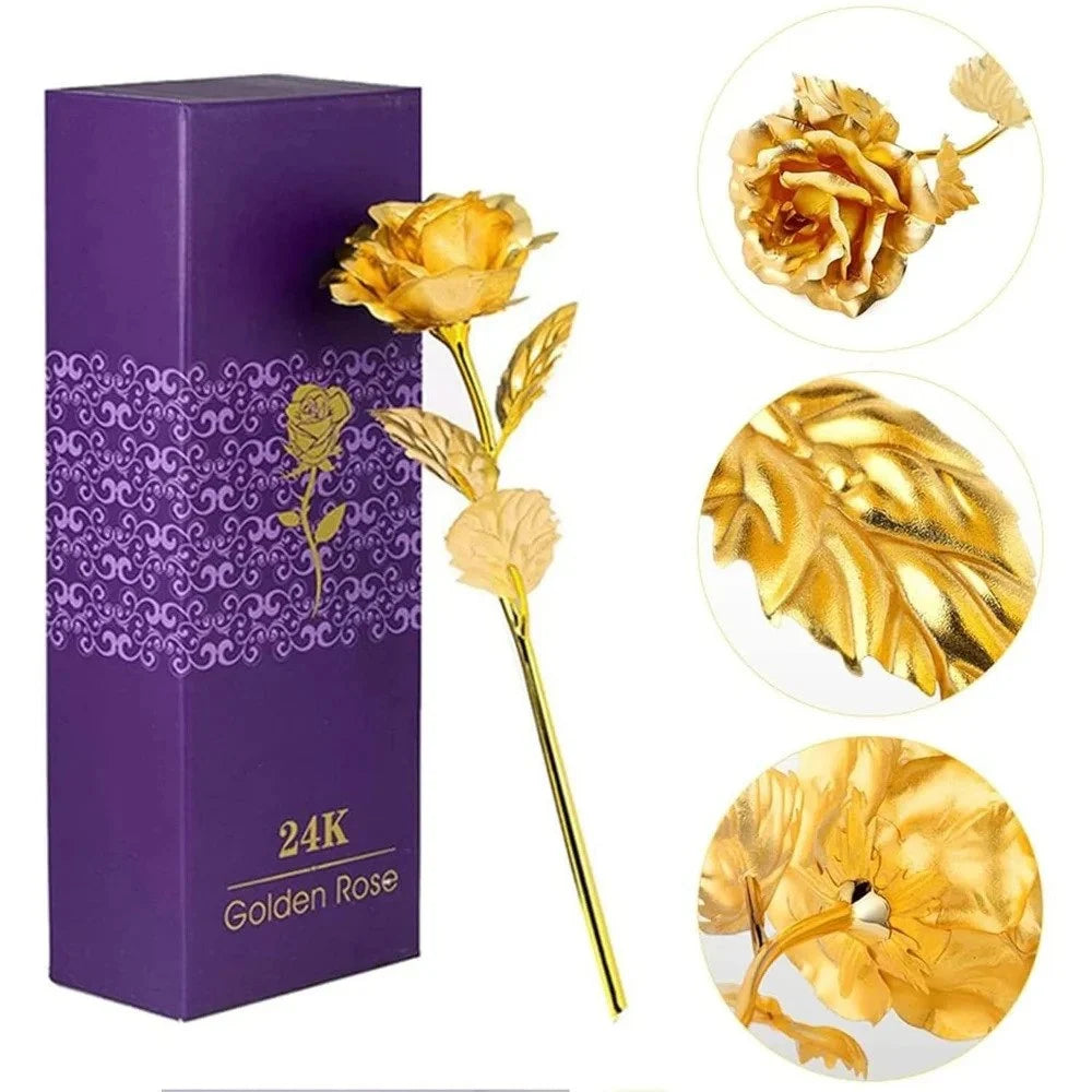 24K Gold Foil Artificial Rose With Gift Box