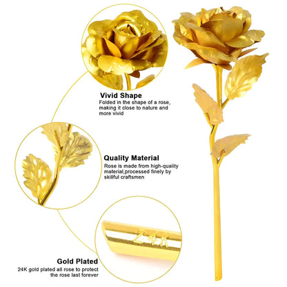 24K Gold Foil Artificial Rose With Gift Box