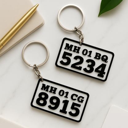 Acrylic Customised Number Plate Keychain