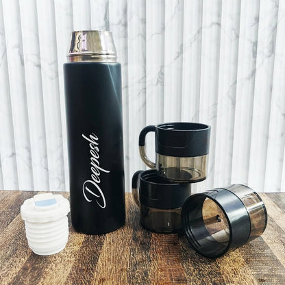 Personalized Vacuumed Black Bottle and Mug Set