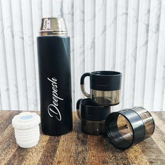 Personalized Vacuumed Black Bottle and Mug Set