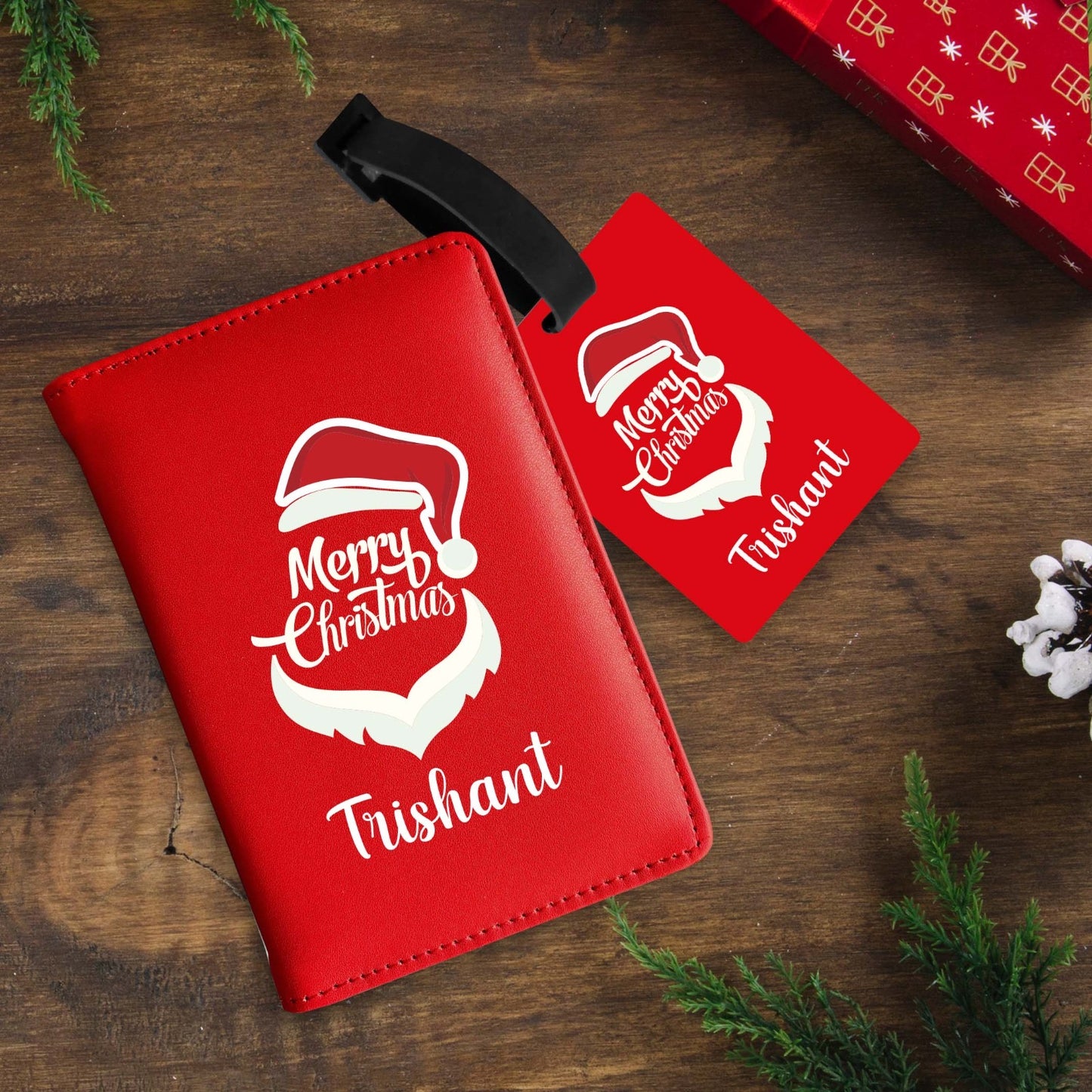 Christmas Theme Personalized Passport & Bag Tag Combo