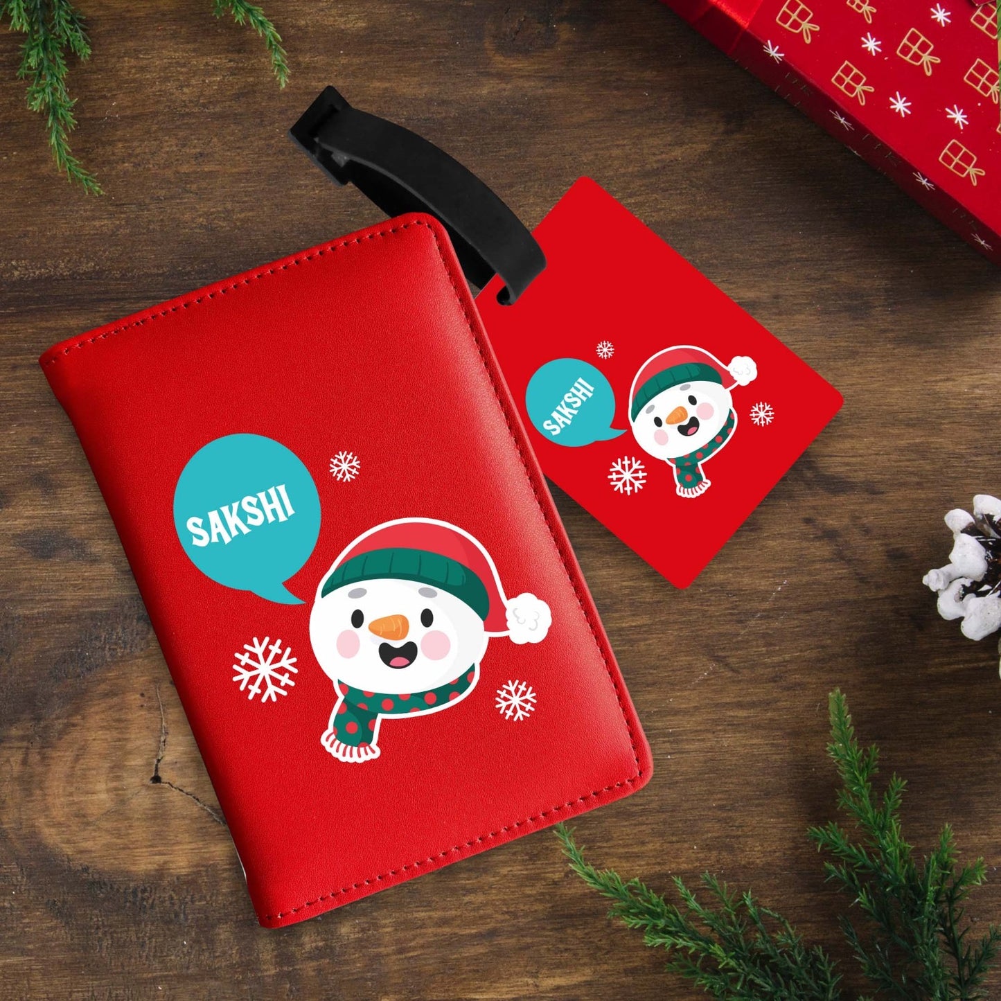 Christmas Theme Personalized Passport & Bag Tag Combo
