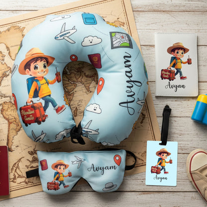 Personalised Kids Travel Neck Pillow Set