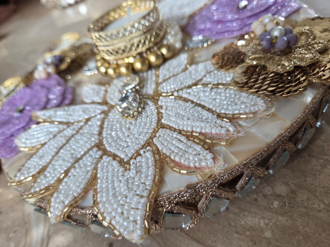 Mother Of Pearl Lotus Rangoli | Premium Festive Edition