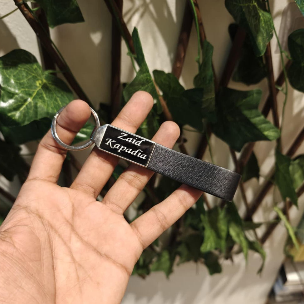 Personalized Metallic Leatherette Keychain