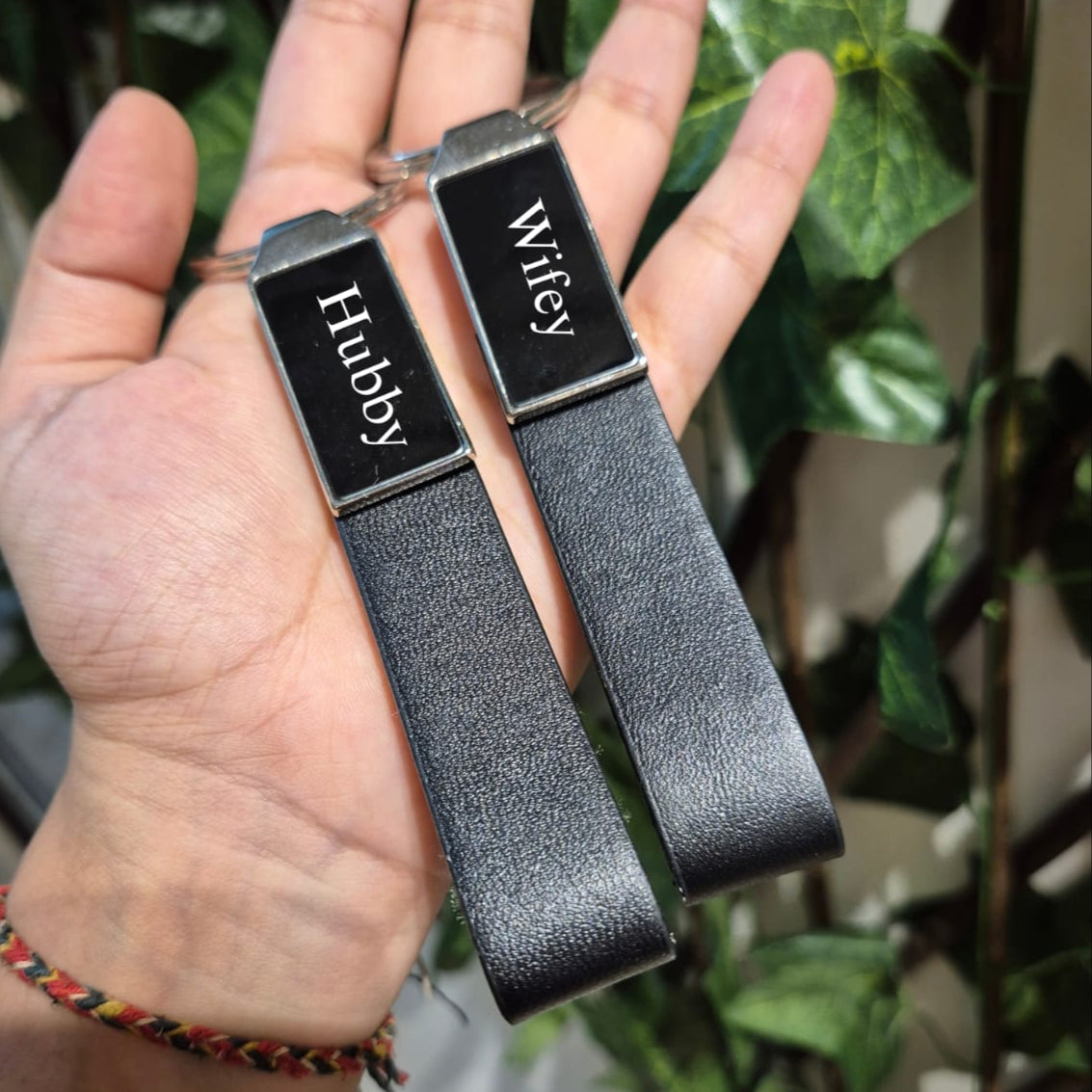 Personalized Metallic Leatherette Keychain