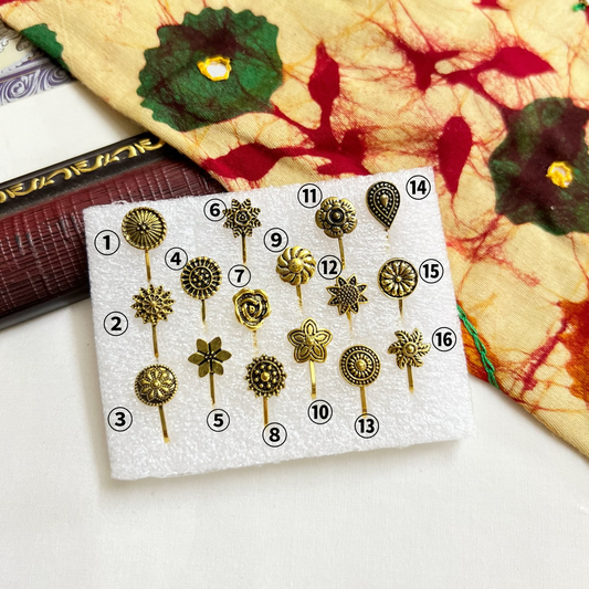 Adjustable Golden Oxidised Nosepins