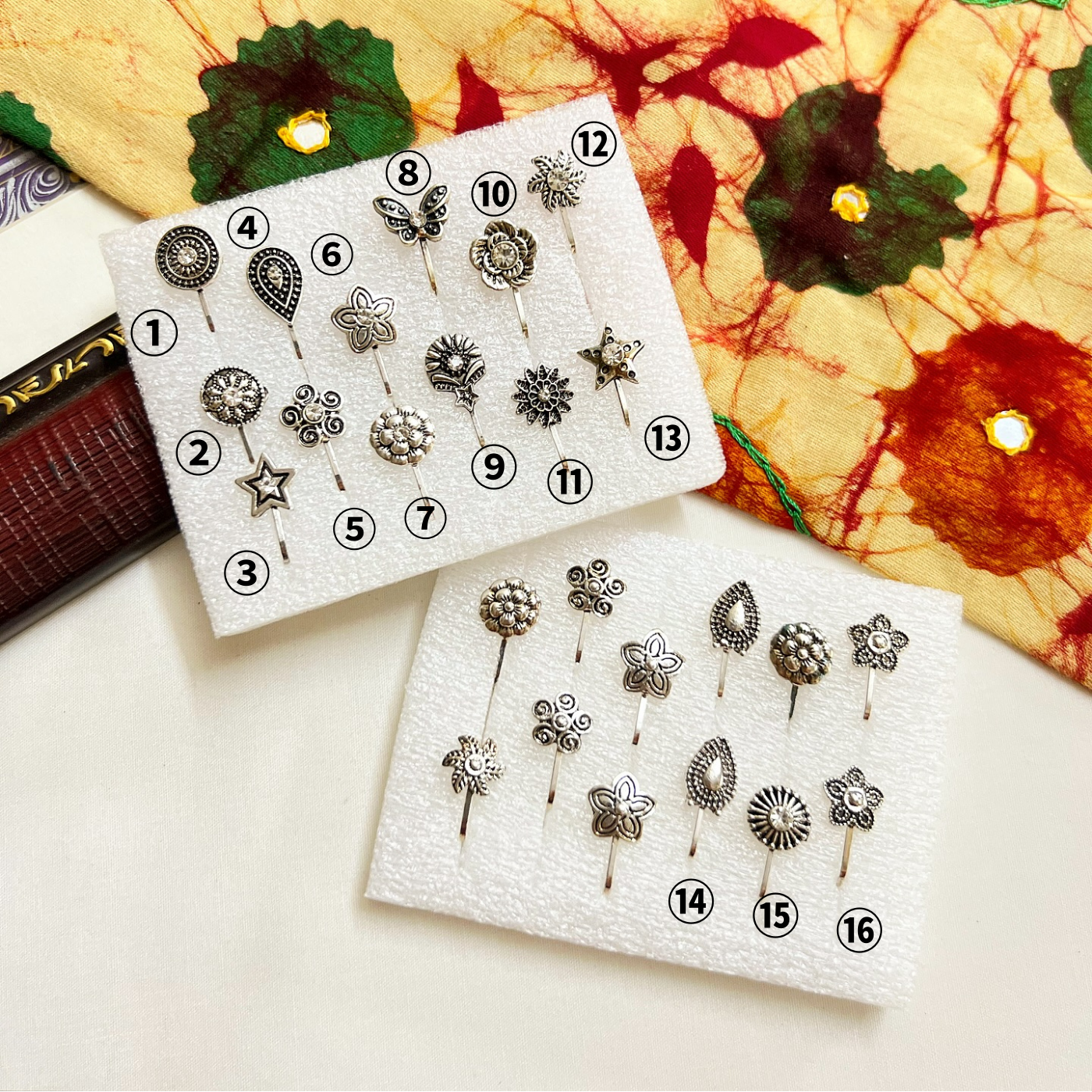 Adjustable Silver Oxidised Nosepins