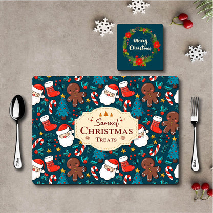 Christmas Theme Personalized Dinner Mat Combo