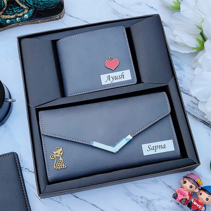 Personalized Leather Couple Wallet Combo
