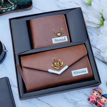 Personalized Leather Couple Wallet Combo