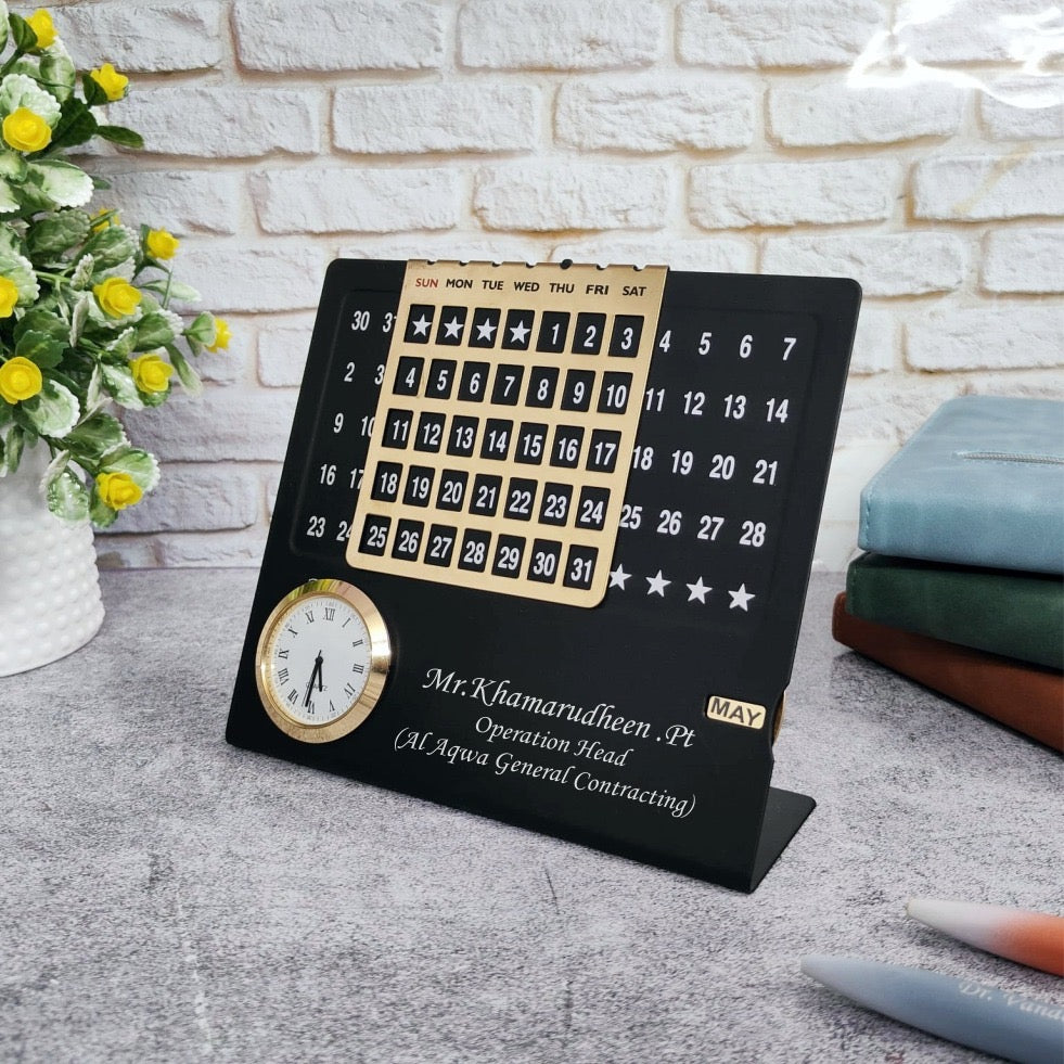 High Quality Stainless Steel Lifetime Calendar With Clock
